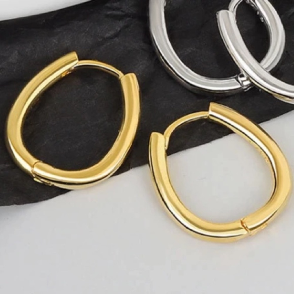 💫Insta gold plated sterling oval hoop earrings